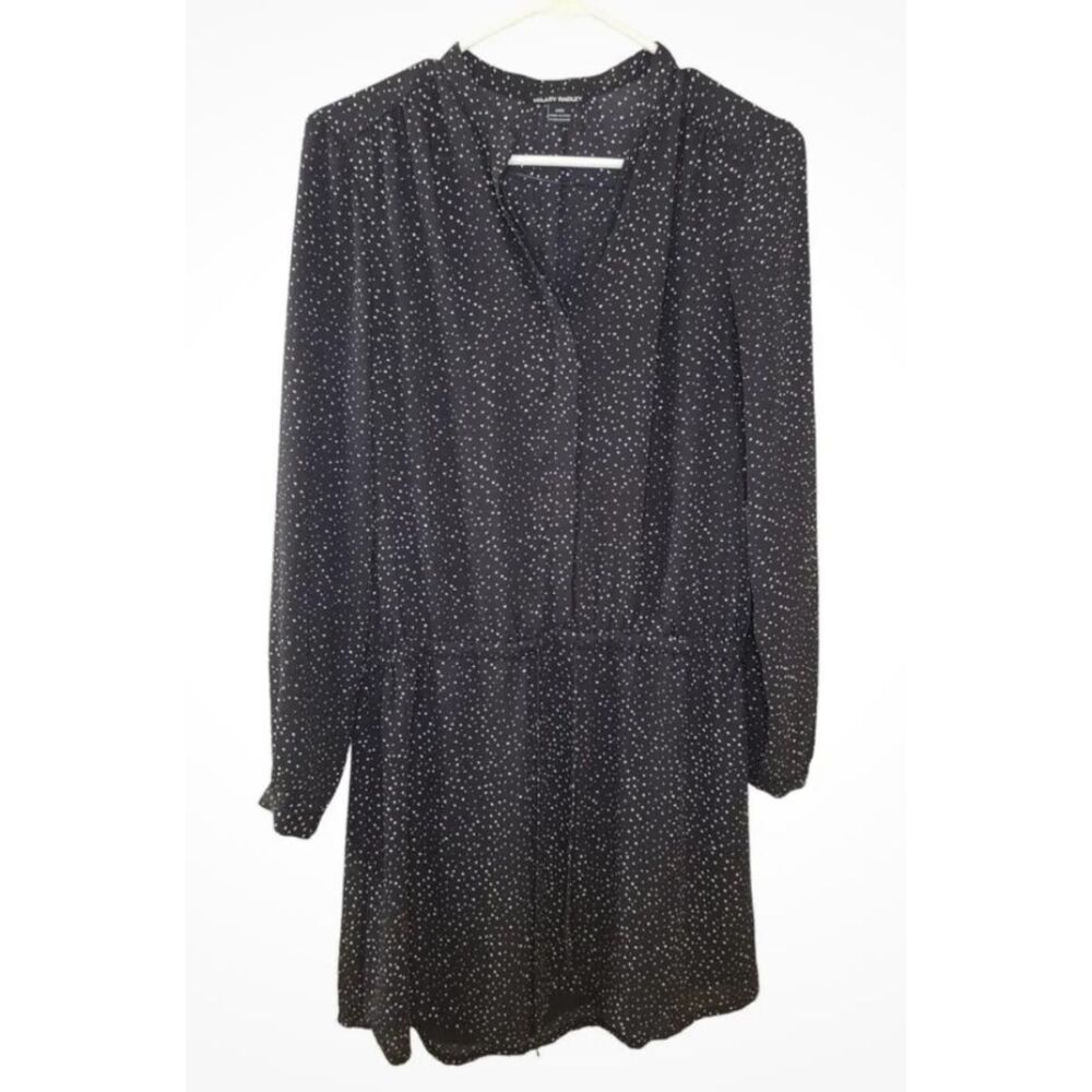 Hilary‎ Radley Black Dress Polka Dot “XL” under the knee, long sleeve very light